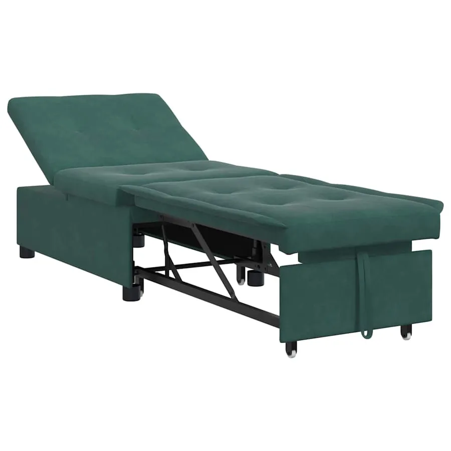 Canapé-Lit Vert foncé 194 x 67 x 82 cm Velours - 2