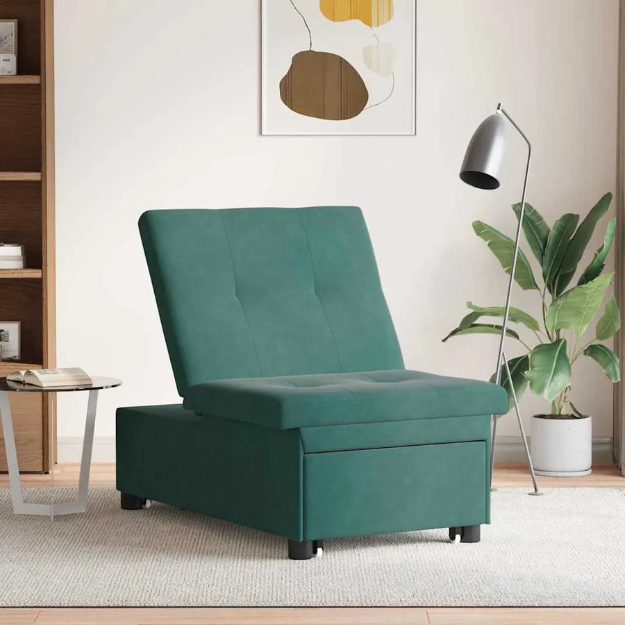 Canapé-Lit Vert foncé 194 x 67 x 82 cm Velours - 3