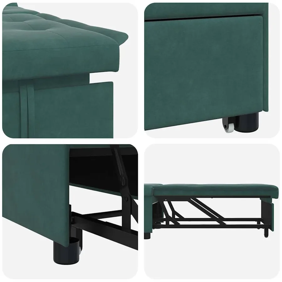 Canapé-Lit Vert foncé 194 x 67 x 82 cm Velours - 7