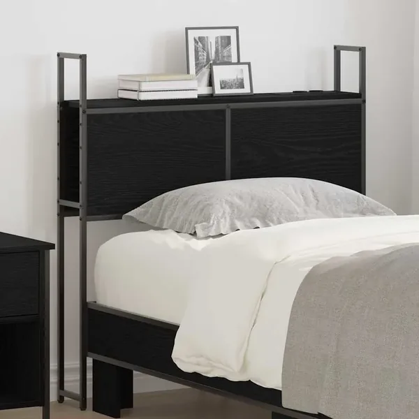 Headboard de Rangement avec Station de Charge Chêne noir