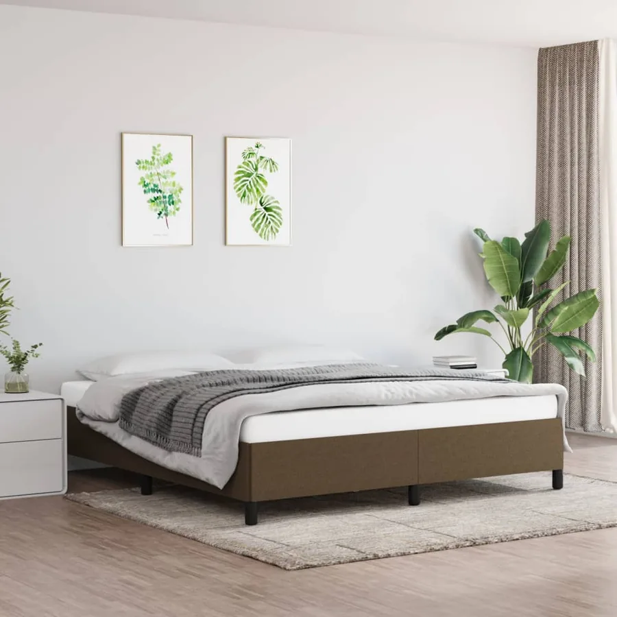 Cadre de lit sans matelas marron foncé 160x200 cm tissu