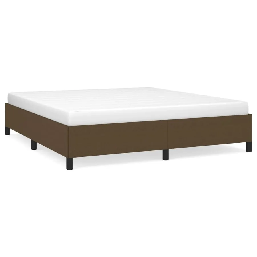 Cadre de lit sans matelas marron foncé 160x200 cm tissu - 2
