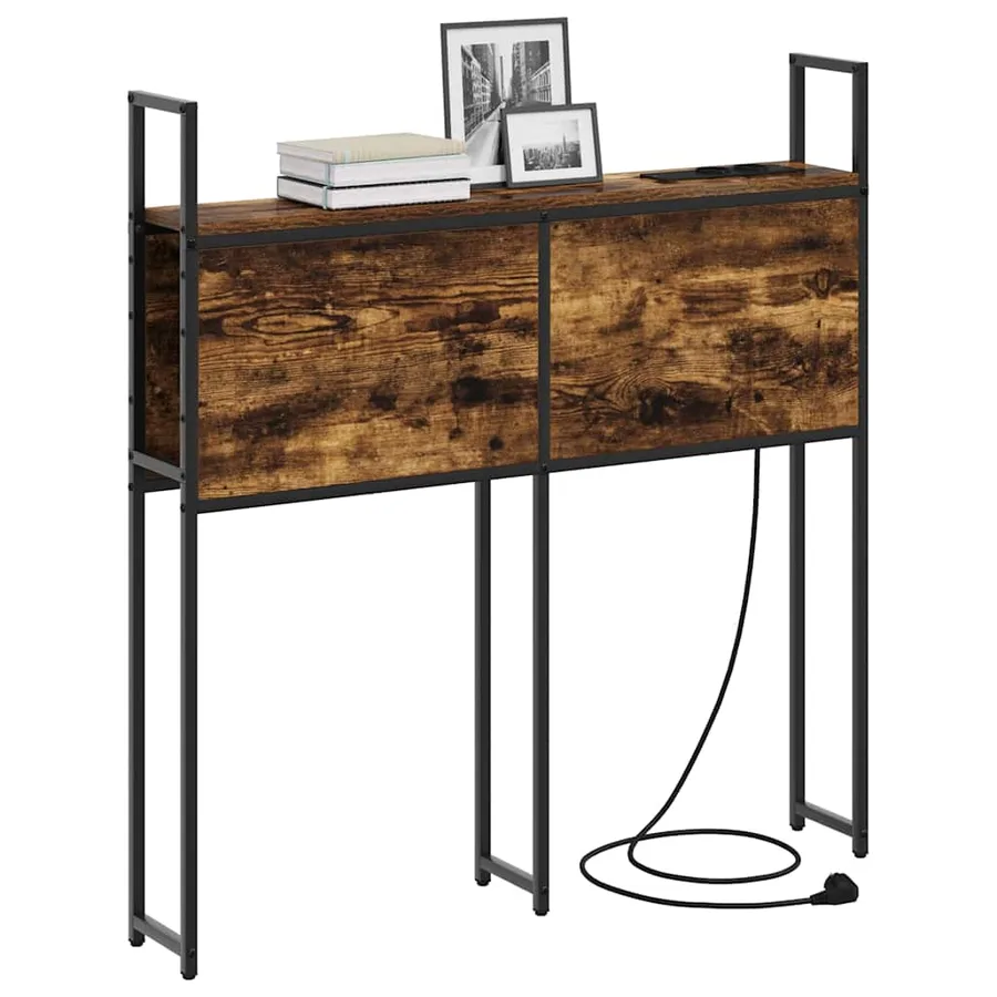 Headboard de Rangement avec Station de Charge Chêne fumé - 3