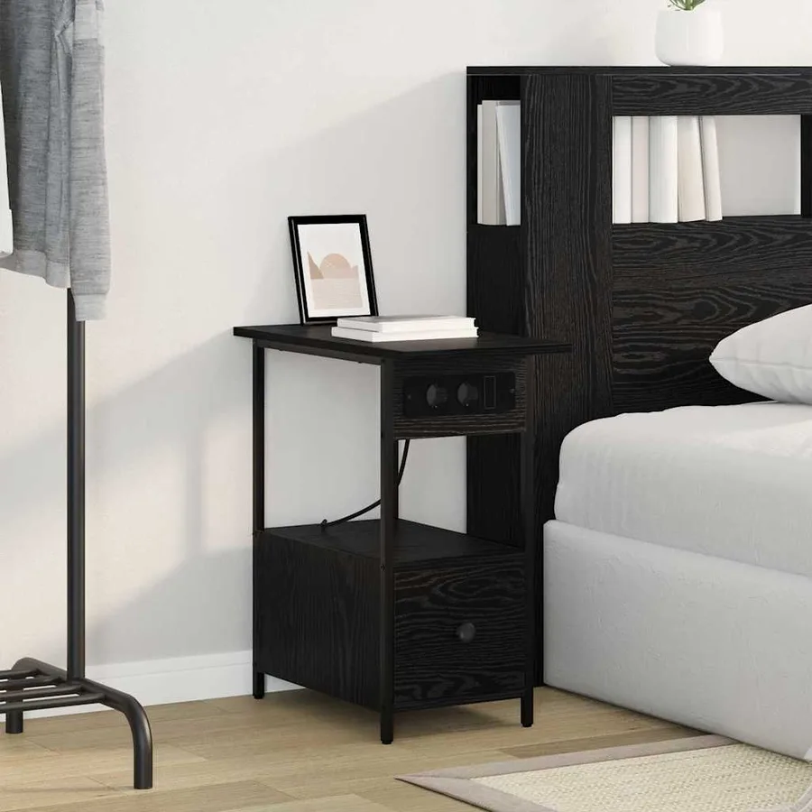 Cabinet de chevet Chêne noir 60 x 30 x 61 cm Bois d'ingénierie - 4