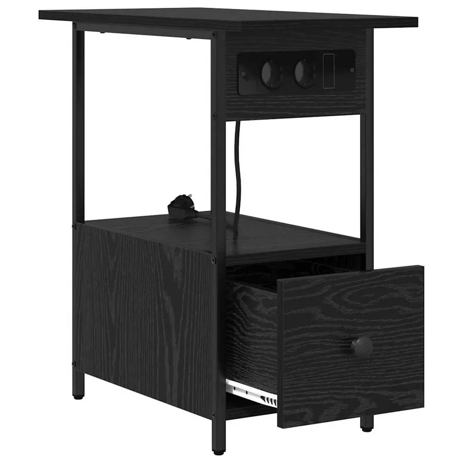 Cabinet de chevet Chêne noir 60 x 30 x 61 cm Bois d'ingénierie - 6