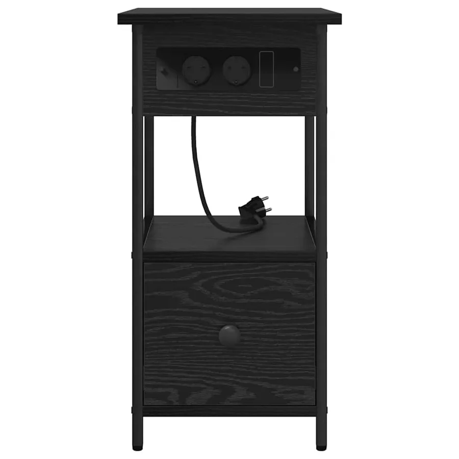 Cabinet de chevet Chêne noir 60 x 30 x 61 cm Bois d'ingénierie - 7