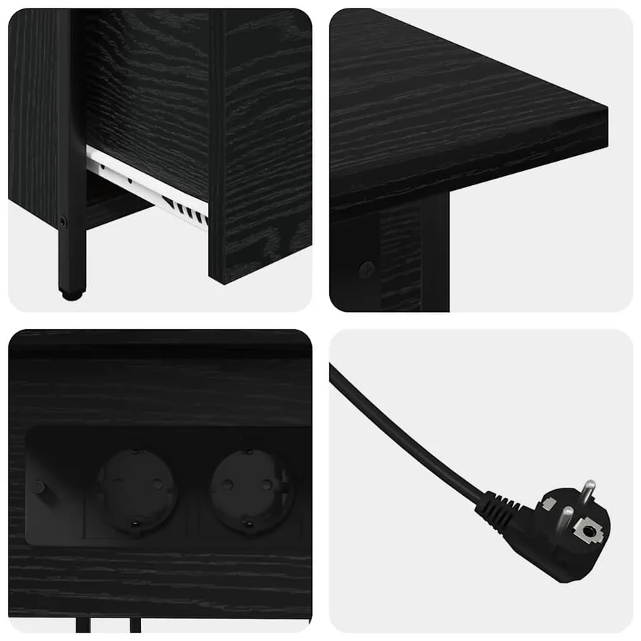 Cabinet de chevet Chêne noir 60 x 30 x 61 cm Bois d'ingénierie - 8