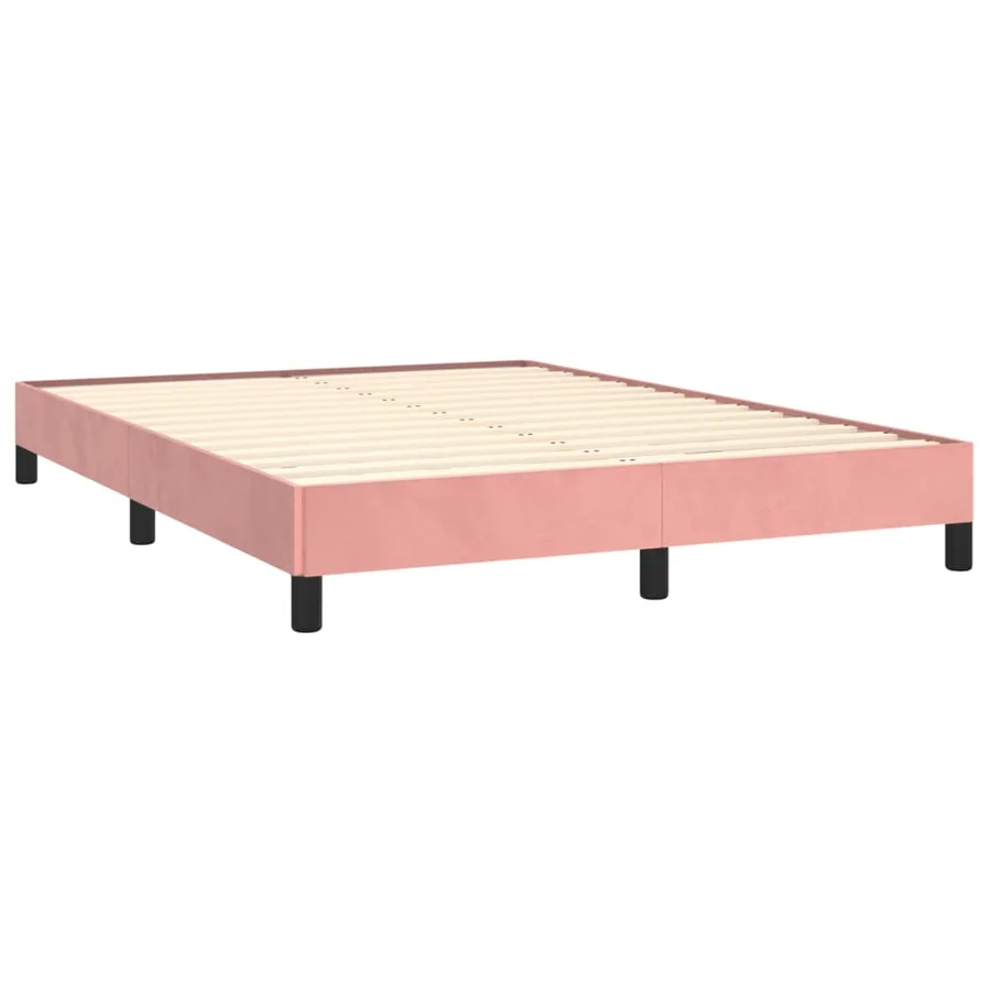 Cadre de lit sans matelas rose 140x200 cm velours - 3