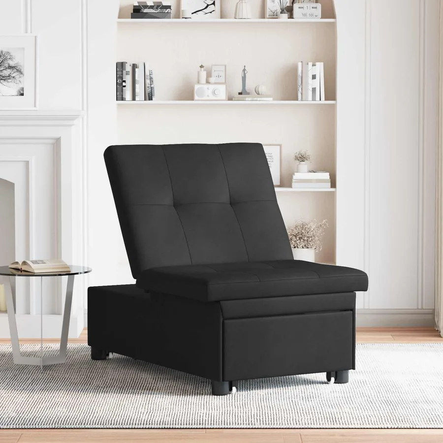 Canapé-lit escamotable Noir 194 x 67 x 82 cm Microfibre - 3