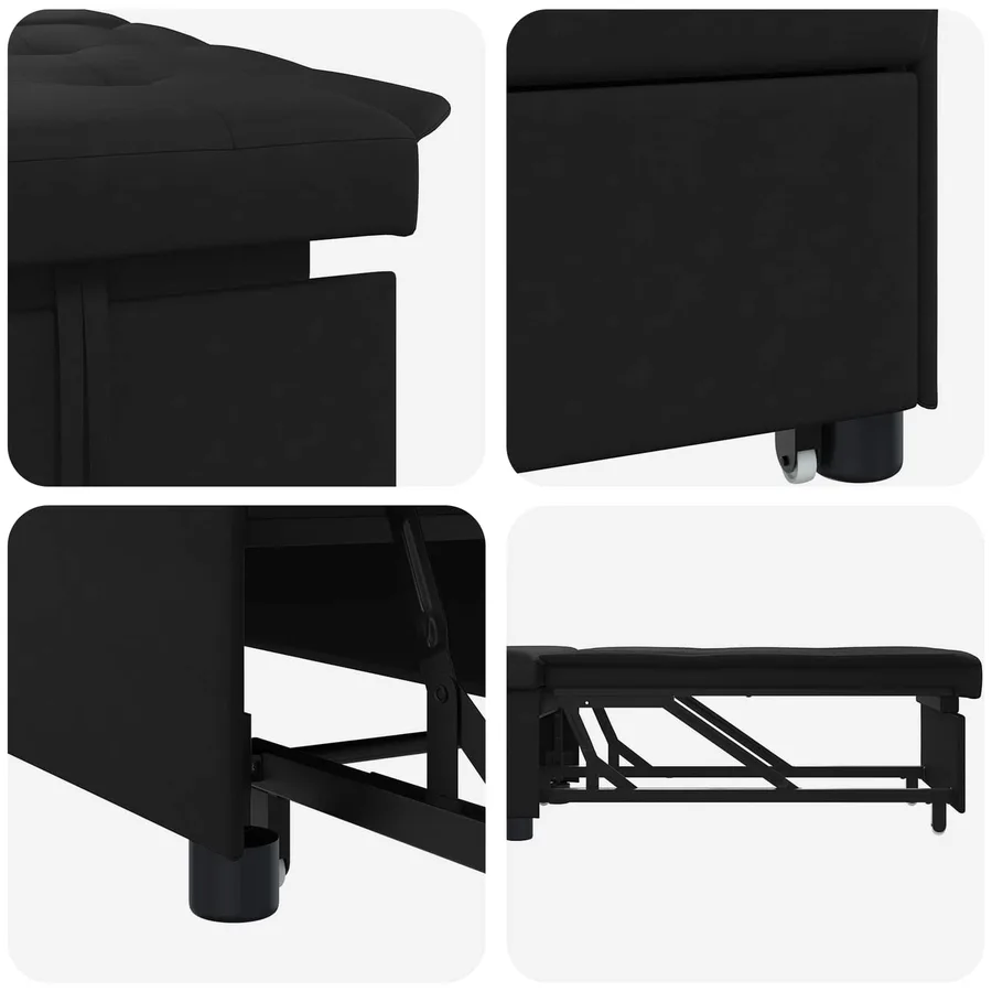 Canapé-lit escamotable Noir 194 x 67 x 82 cm Microfibre - 7