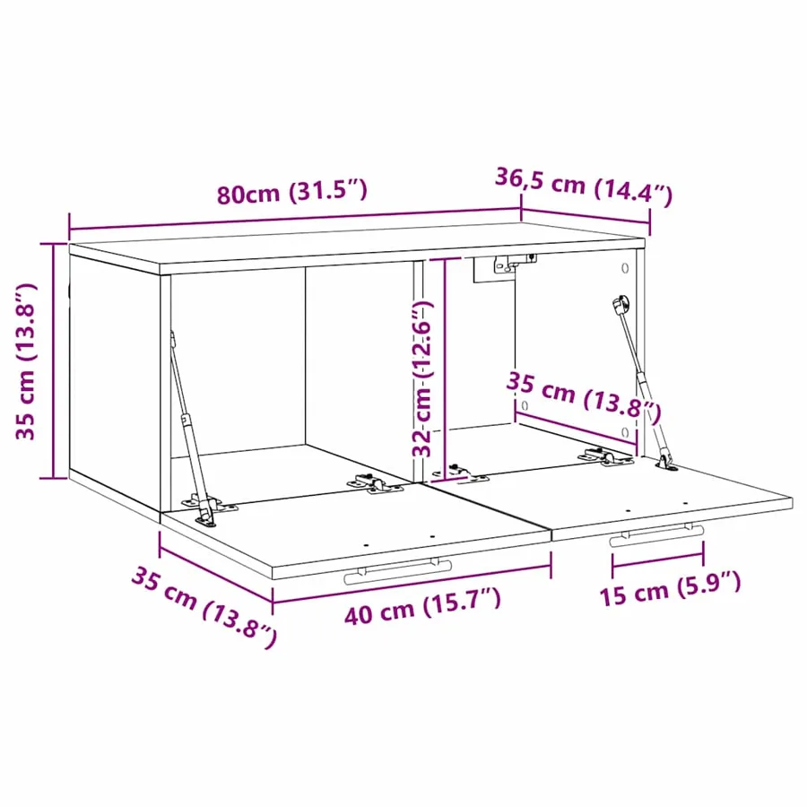 Meuble mural Chêne noir 80 x 36.5 x 35 cm Bois d'ingénierie - 12