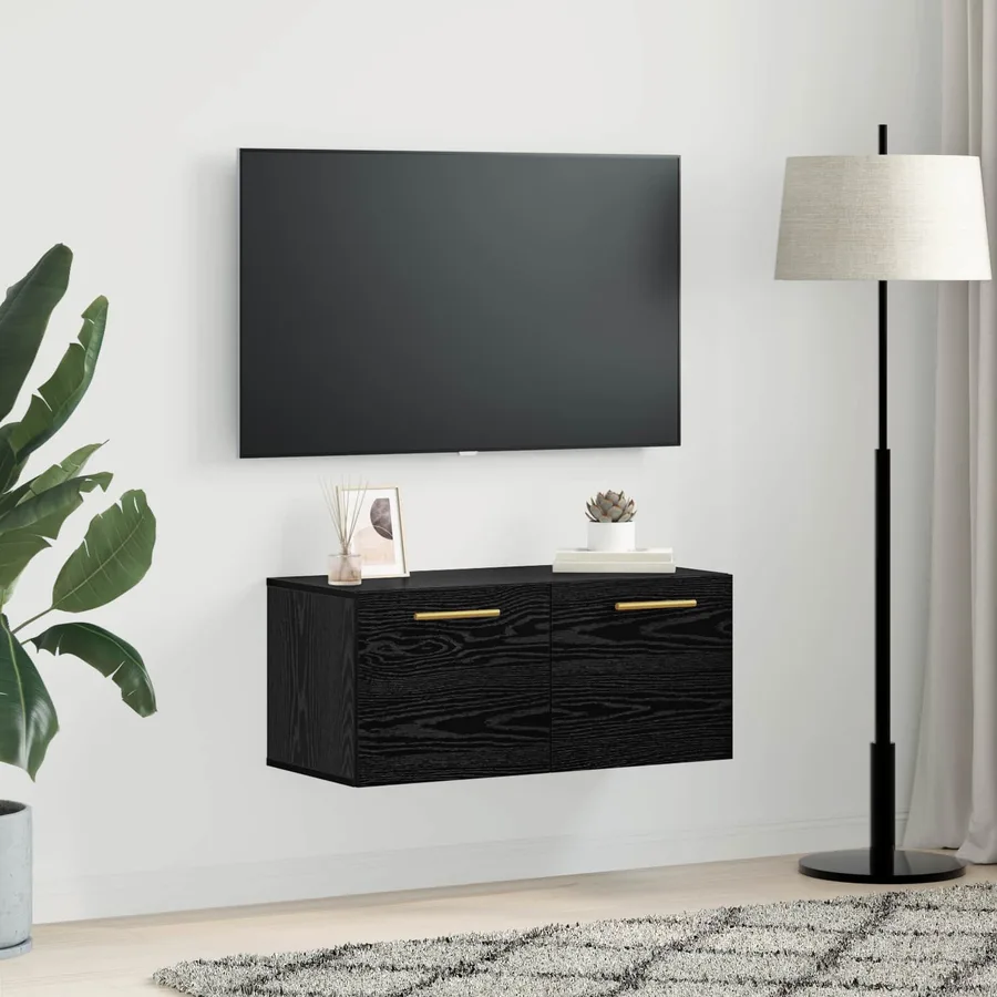 Meuble mural Chêne noir 80 x 36.5 x 35 cm Bois d'ingénierie - 4