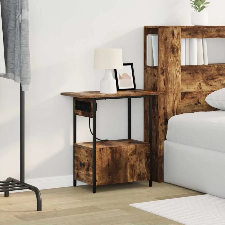 Cabinet de chevet Chêne fumé 60 x 30 x 61 cm Bois d'ingénierie - 5
