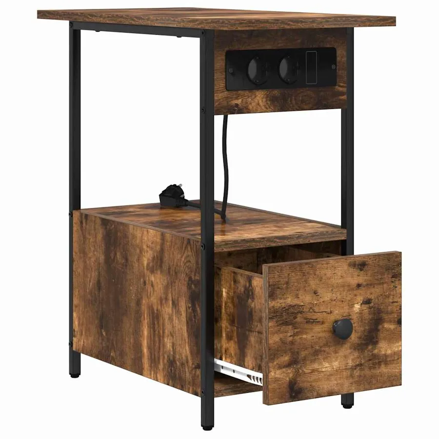 Cabinet de chevet Chêne fumé 60 x 30 x 61 cm Bois d'ingénierie - 6