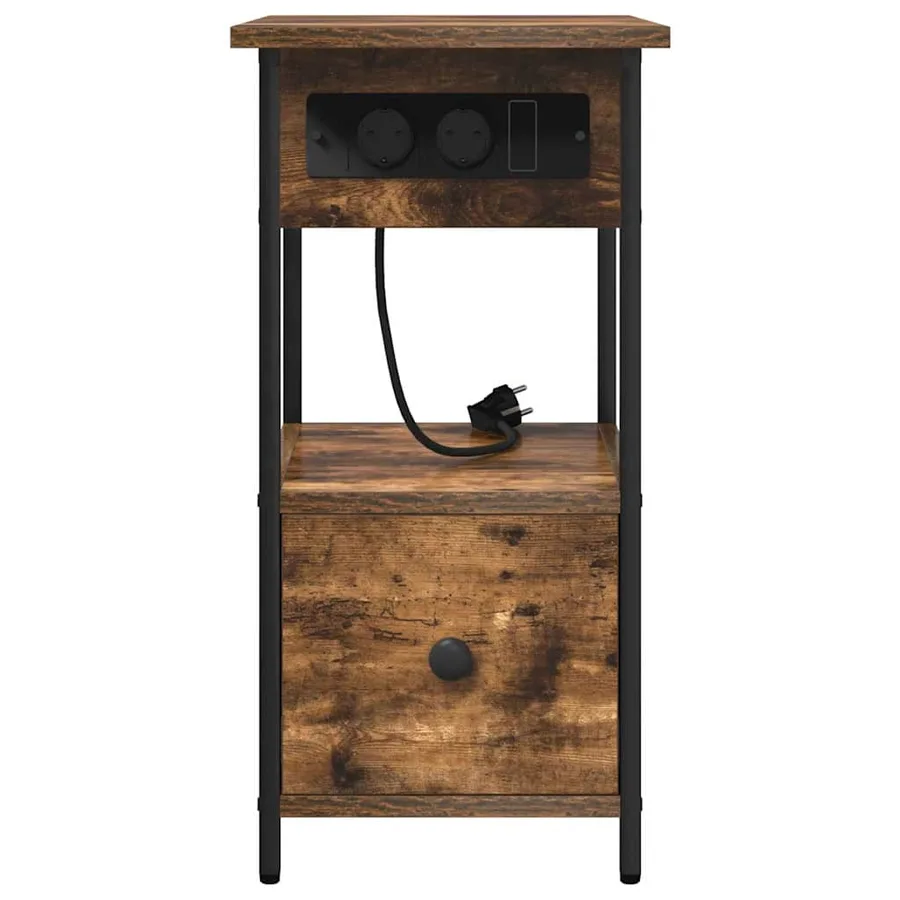 Cabinet de chevet Chêne fumé 60 x 30 x 61 cm Bois d'ingénierie - 7