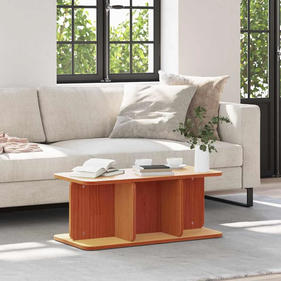 Table basse Brun cire 80 x 39,5 x 33,5 cm Bois massif en pin