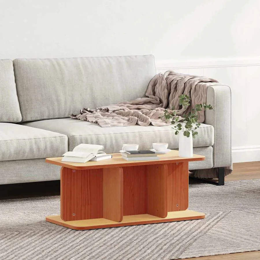 Table basse Brun cire 80 x 39,5 x 33,5 cm Bois massif en pin - 4