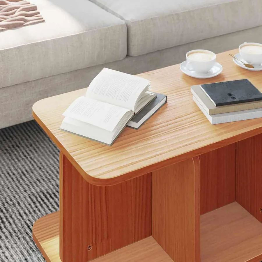 Table basse Brun cire 80 x 39,5 x 33,5 cm Bois massif en pin - 5