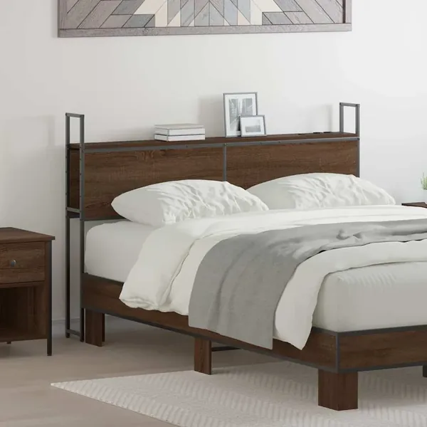 Headboard de Rangement avec Station de Charge Chêne marron