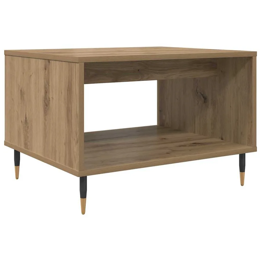 Table basse chêne artisanal 60 x 50 x 40 cm Bois d'ingénierie - 2