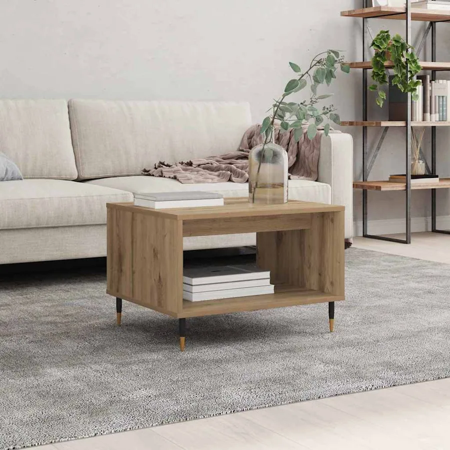 Table basse chêne artisanal 60 x 50 x 40 cm Bois d'ingénierie - 4
