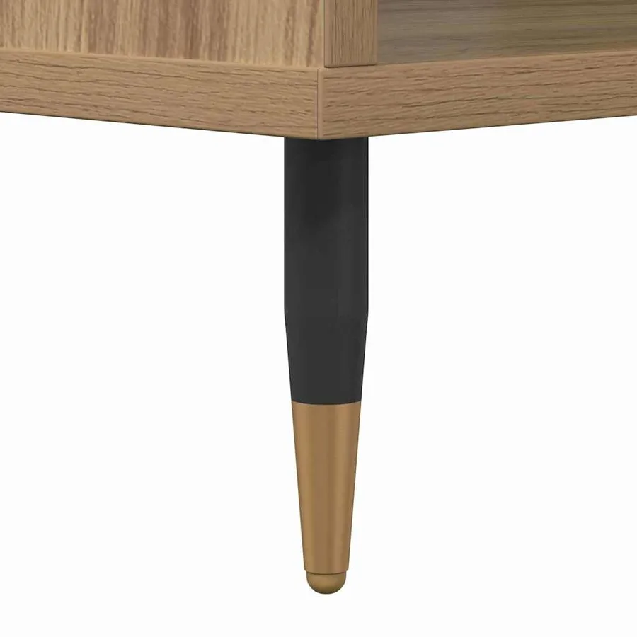 Table basse chêne artisanal 60 x 50 x 40 cm Bois d'ingénierie - 9