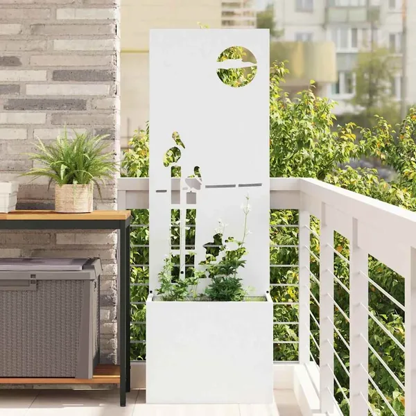 Écran de confidentialité de jardin Fretwork Blanc 50 x 150 cm