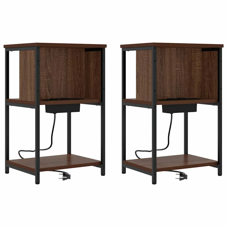 Cabinet de chevet 2 pcs Chêne brun 38 x 31 x 61 cm - 2