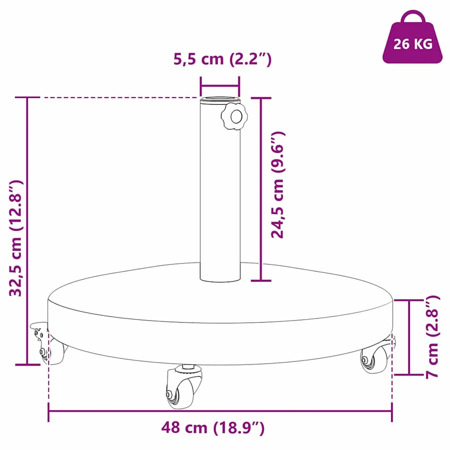 Pied de parasol Bois Clair 48 x 48 x 32 cm - 13