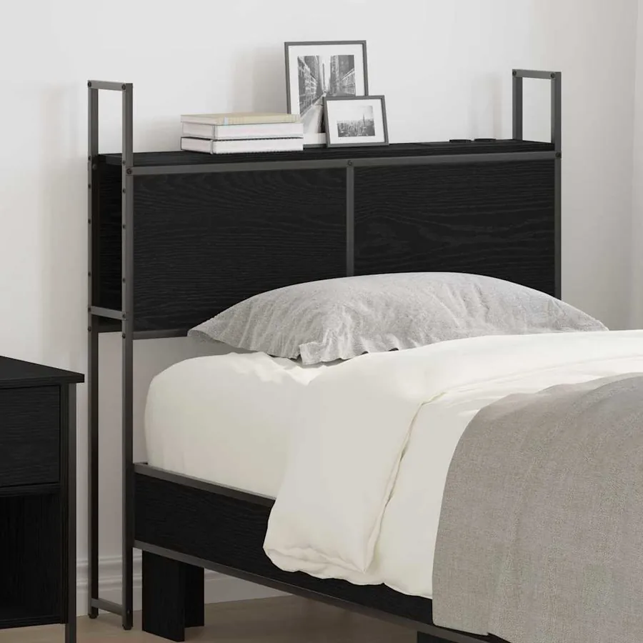 Headboard de Rangement avec Station de Charge Chêne noir