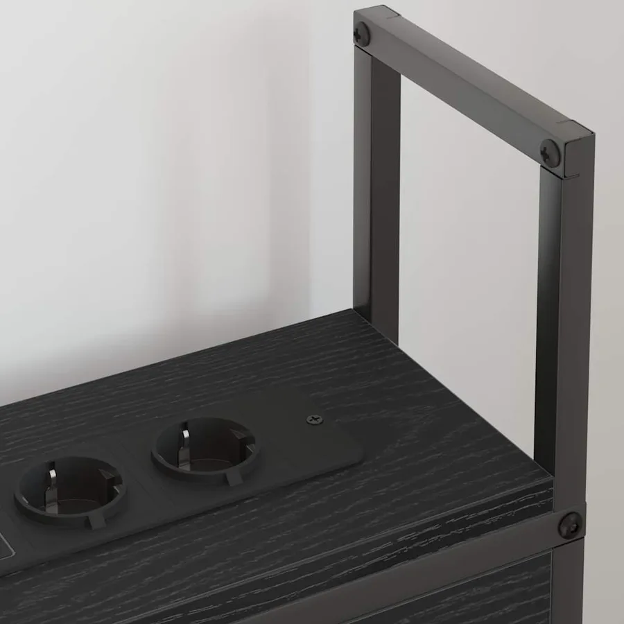 Headboard de Rangement avec Station de Charge Chêne noir - 4