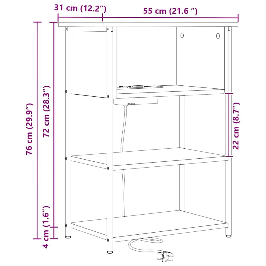 Cabinet de chevet Gris Sonoma 55 x 31 x 76 cm Bois d'ingénierie - 13