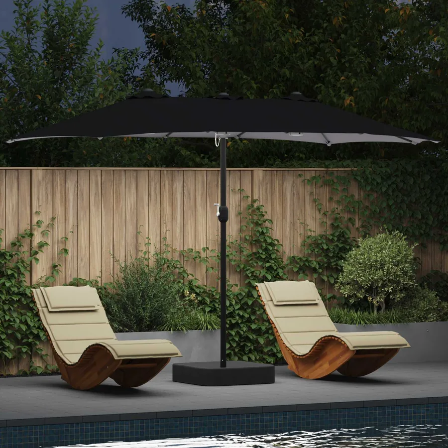 Parasol de jardin Noir 385 x 209 x 244 cm Polyester