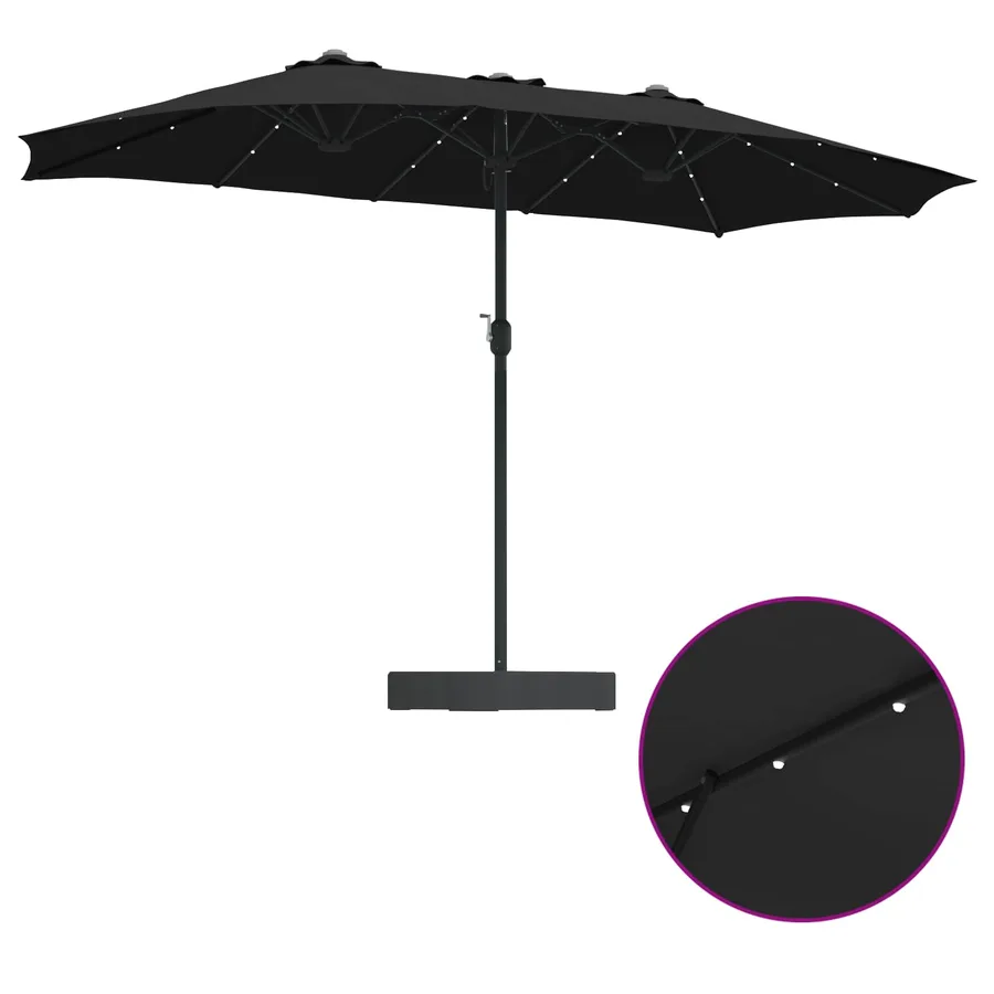 Parasol de jardin Noir 385 x 209 x 244 cm Polyester - 10