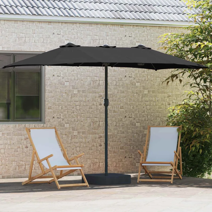 Parasol de jardin Noir 385 x 209 x 244 cm Polyester - 3