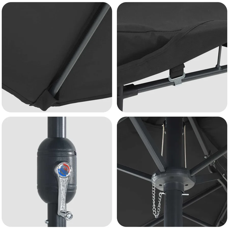 Parasol de jardin Noir 385 x 209 x 244 cm Polyester - 7