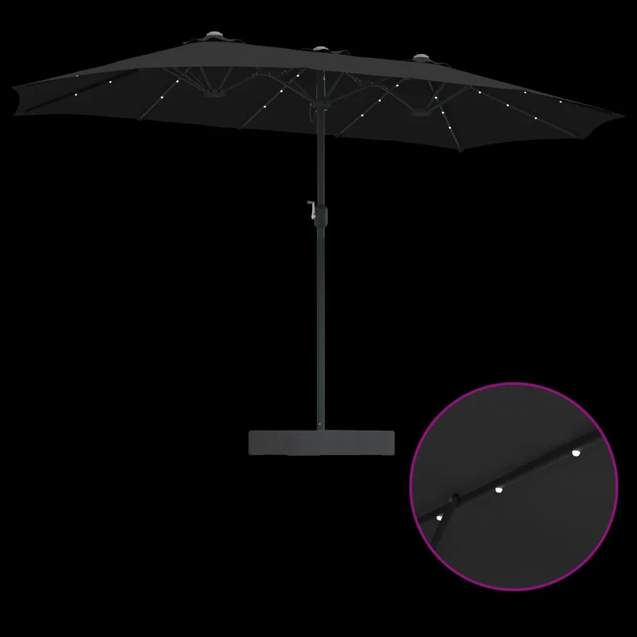 Parasol de jardin Noir 385 x 209 x 244 cm Polyester - 9