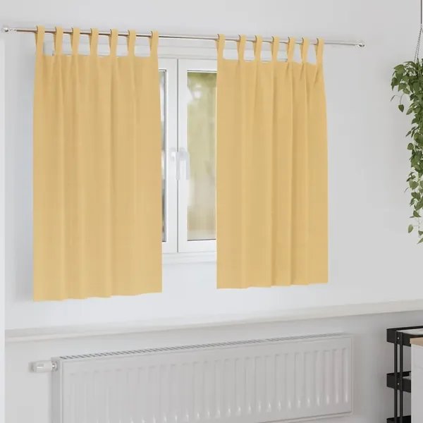 Rideaux occultants avec anneaux 2 pcs Beige 140 x 140 cm