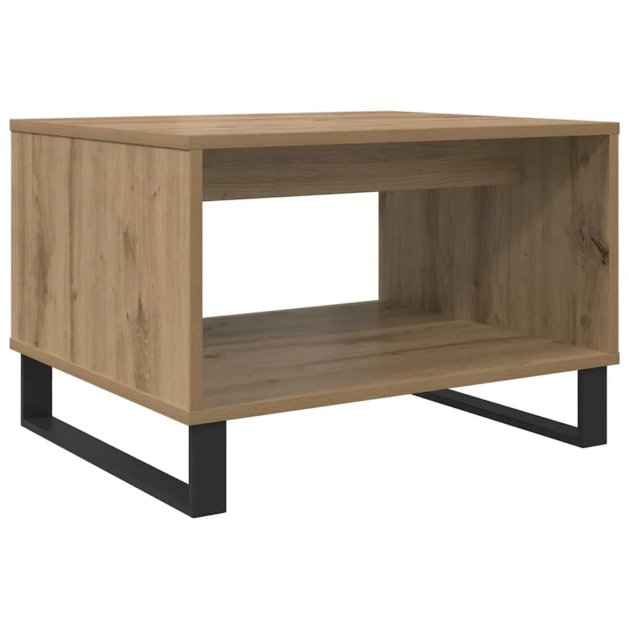Table basse chêne artisanal 60 x 50 x 40 cm Bois d'ingénierie - 2