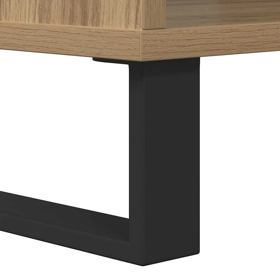 Table basse chêne artisanal 60 x 50 x 40 cm Bois d'ingénierie - 9