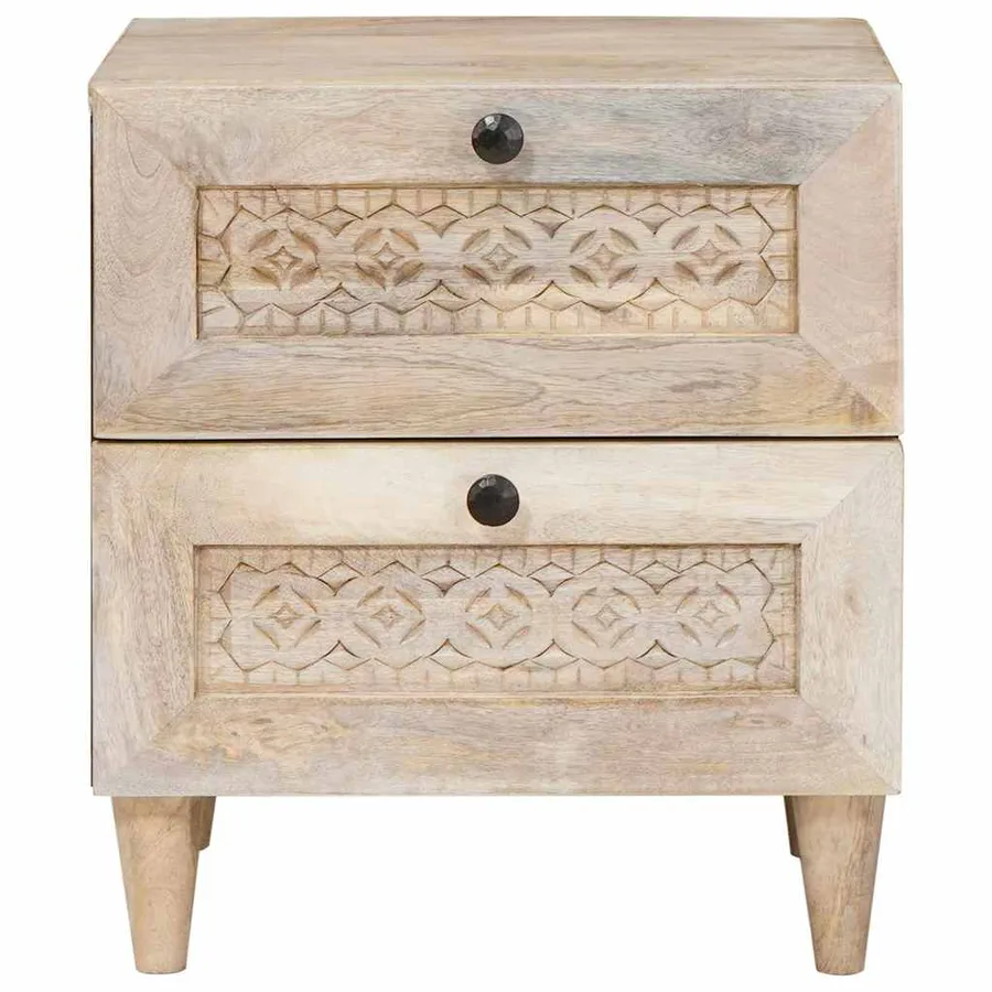 Table de chevet 2 pcs Blanc 40 x 33 x 46 cm Bois d'ingénierie - 4