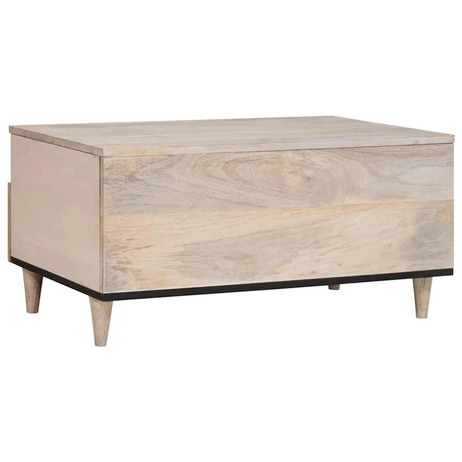 Table basse Blanc Blanchi 80 x 54 x 40 cm Bois de mangue massif - 5
