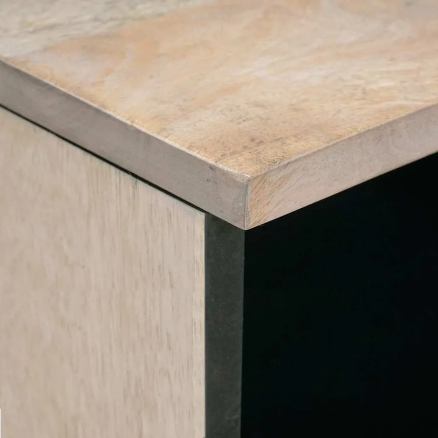 Table basse Blanc Blanchi 80 x 54 x 40 cm Bois de mangue massif - 6