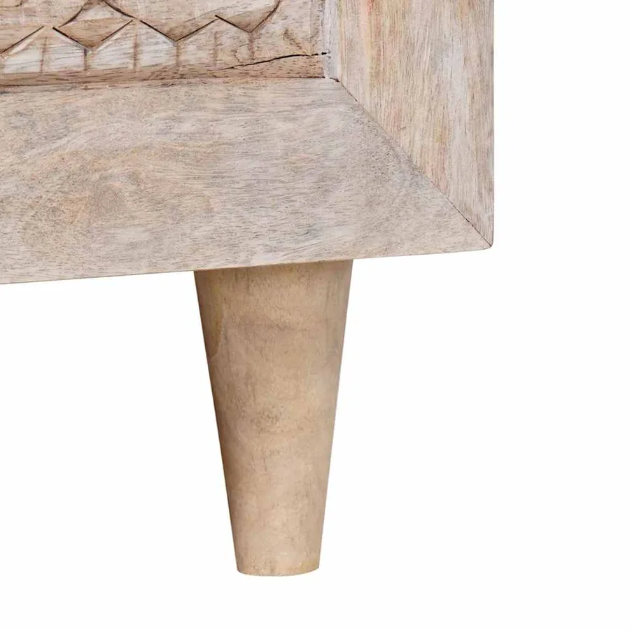 Table basse Blanc Blanchi 80 x 54 x 40 cm Bois de mangue massif - 8