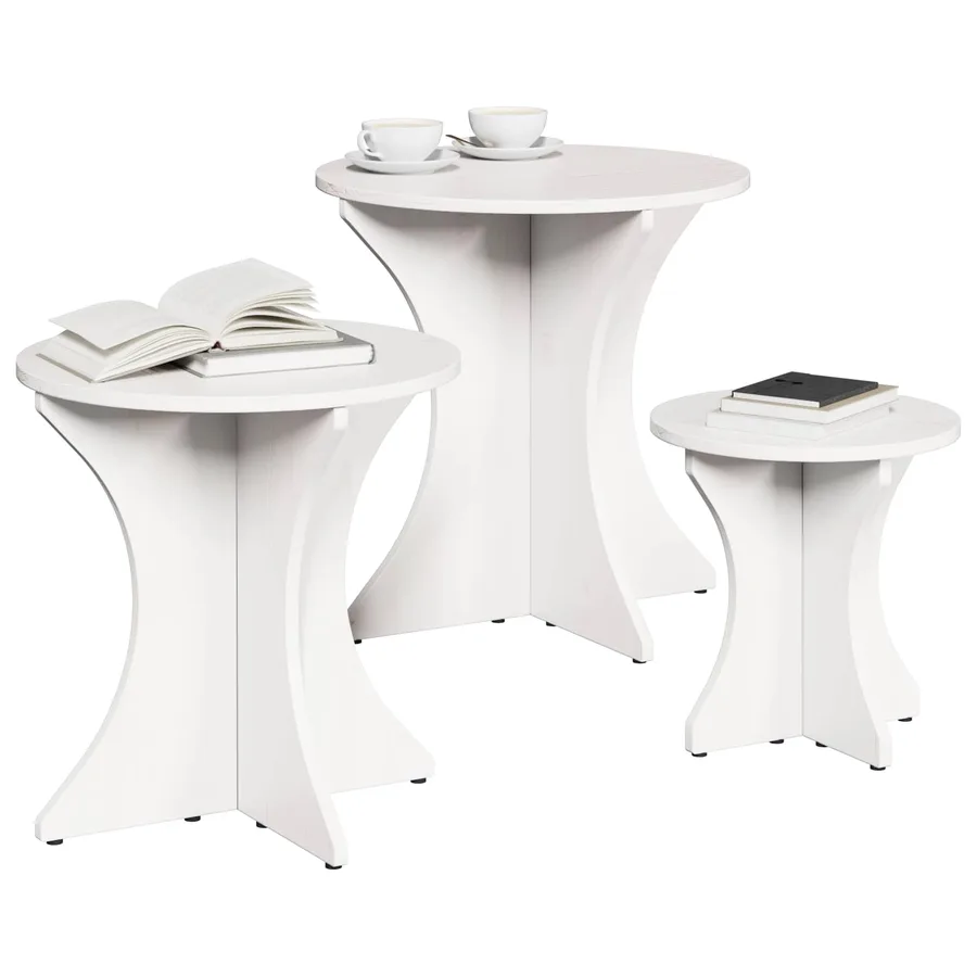 Table basse 3 pcs Blanc - 2