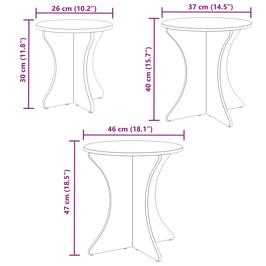 Table basse 3 pcs Blanc - 4