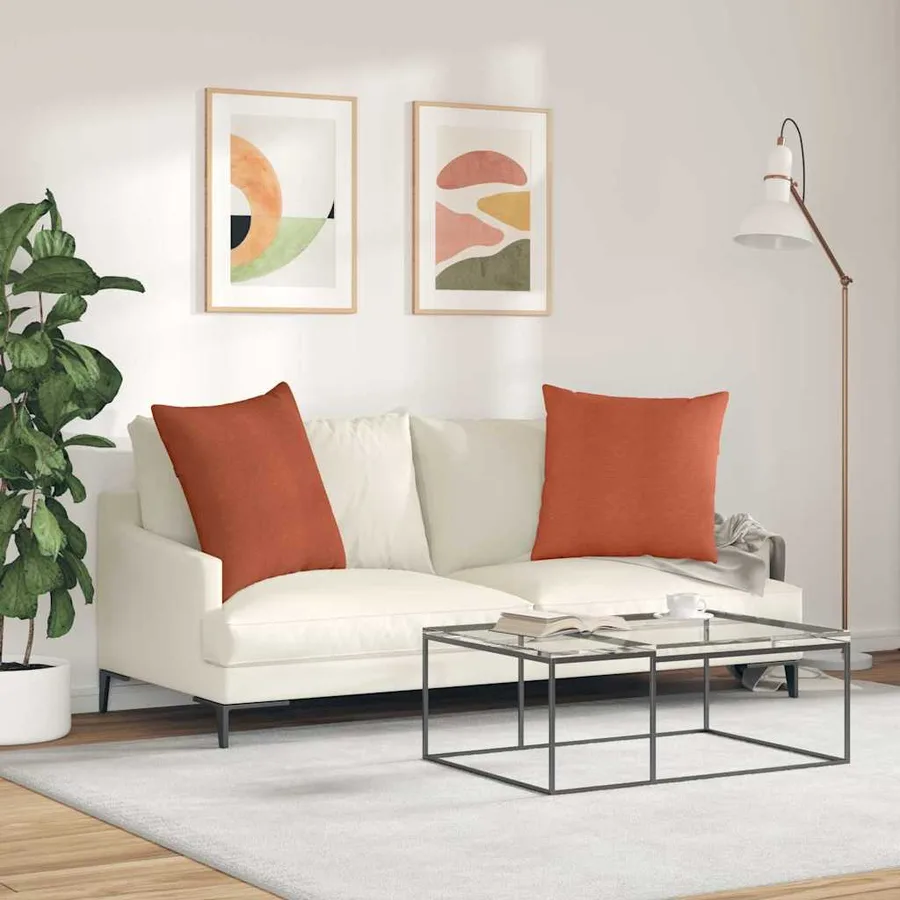 Coussins de canapé 2 pcs Rouge orange 60 x 60 cm - 4