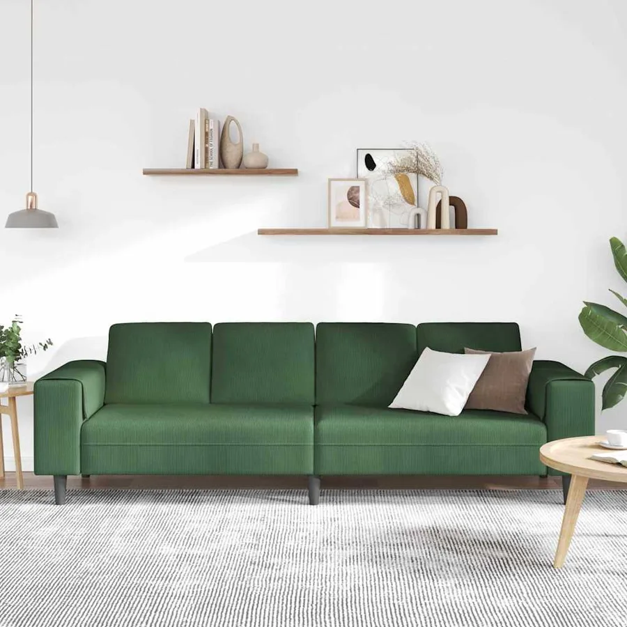 Canapé Vert foncé 250 x 77 x 76 cm Tissu en velours côtelé - 3