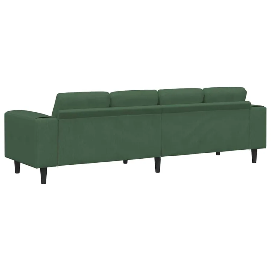 Canapé Vert foncé 250 x 77 x 76 cm Tissu en velours côtelé - 6