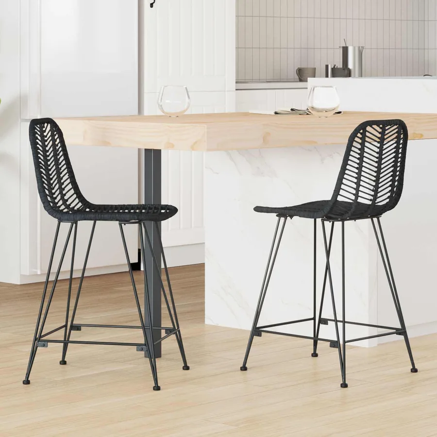 Chaise de bar 2 pcs 44,5 x 54,5 x 97,5 cm Rotin et métal